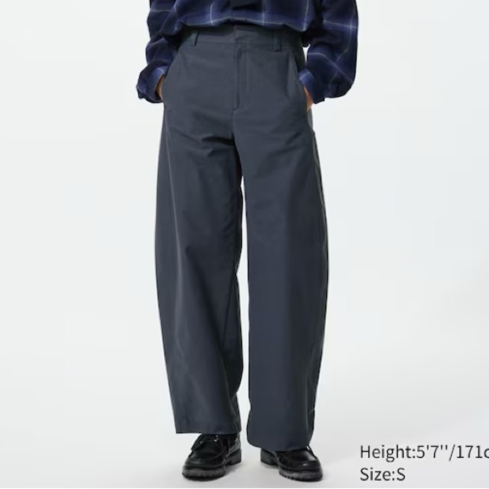 Uniqlo unisex jersey barrel pants size small tall long inseam gray